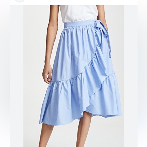 J. Crew Dresses & Skirts - J. Crew Light Blue Asymmetrical Ruffle Midi Skirt